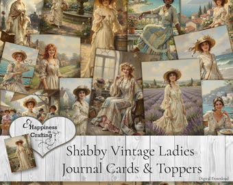 Biglietti e decorazioni per diario Shabby Vintage Ladies - Download digitale istantaneo, stampabile, kit digitale per junk journal, scrapbooking, Gi Kerr