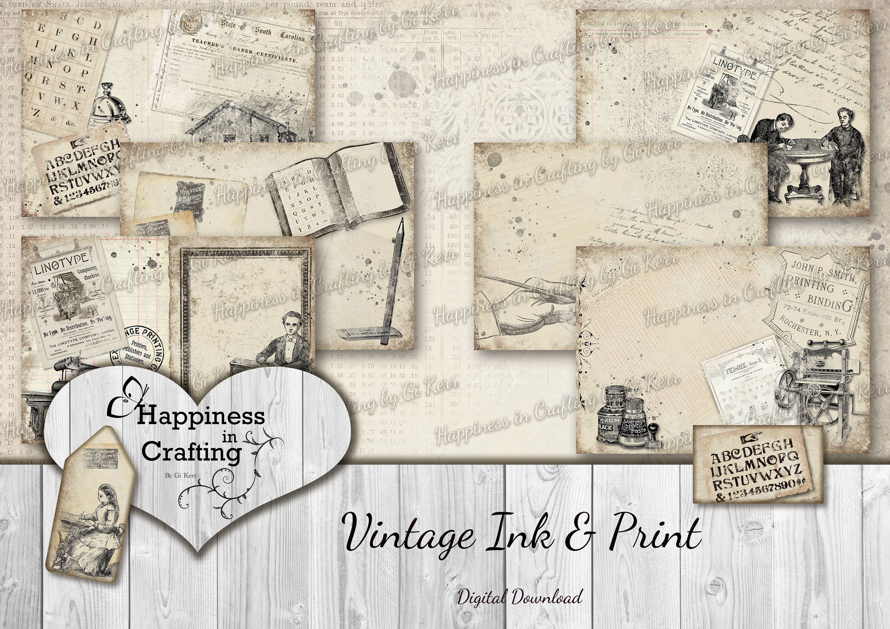 Vintage Ink & Print - Instant Digital Download, Printable, Digital Ki…