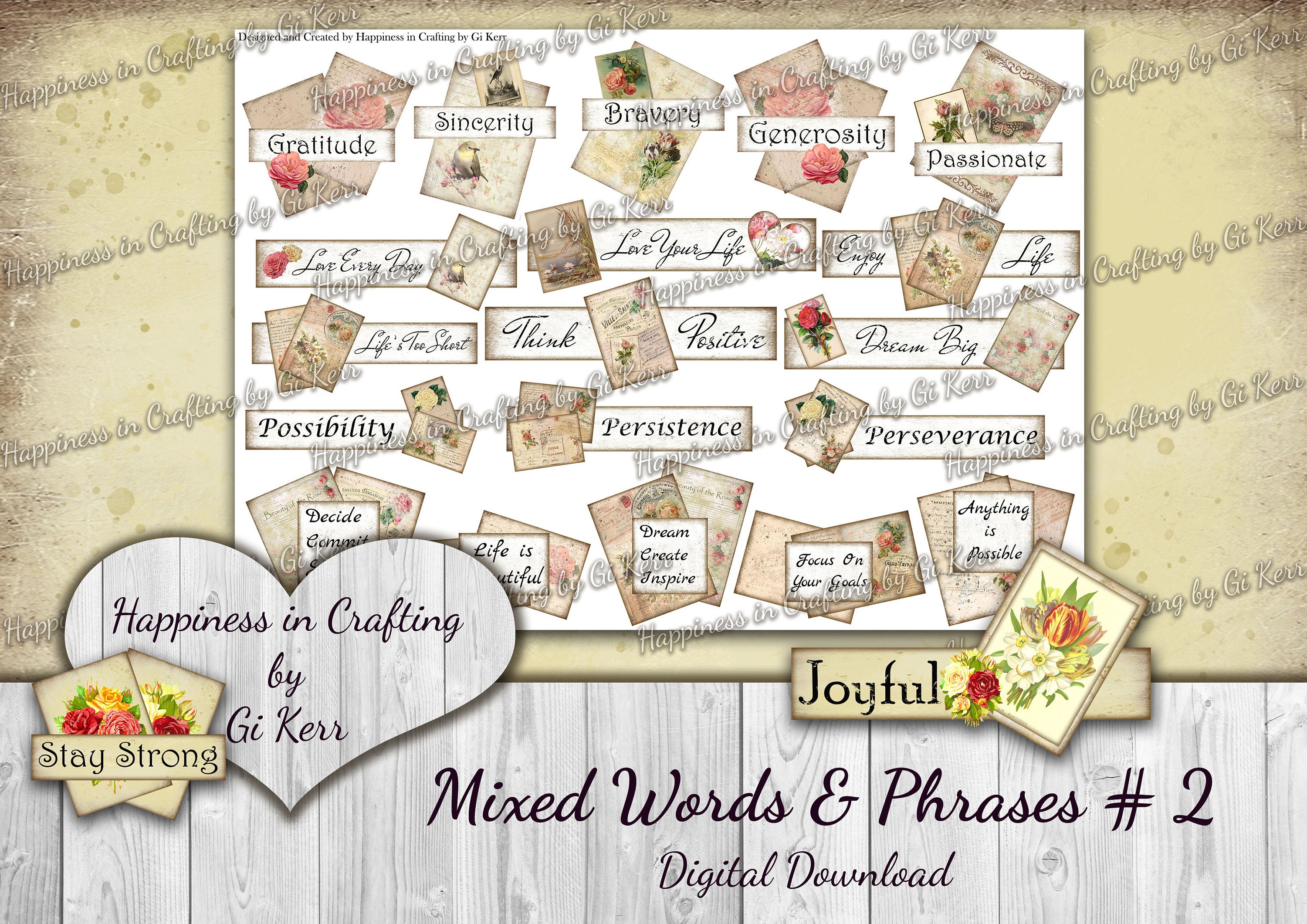 Mixed Words & Phrases # 2 - 72 Pieces - Instant Digital Download ...