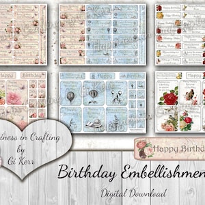 Geburtstag Verzierungen #1 - Sofort Download - 135 Teile, druckbar, Digital Kit für Junk Journals, Scrapbooking, Gi Kerr