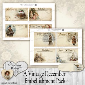 A Vintage December Embellishment Pack - Instant Digital Download, Printable, Digital Kit for Junk Journals, Scrapbooking, Gi Kerr image 2