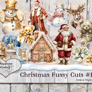 Christmas Fussy Cuts #1 - Natychmiastowe pobieranie cyfrowe, do druku, cyfrowy zestaw do Junk Journals, Scrapbooking, Happiness in Crafting, Gi Kerr
