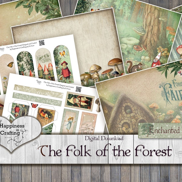 El Pueblo del Bosque - Descarga Digital Instantánea, Imprimible, Kit Digital para Revistas Basura, Scrapbooking, Felicidad en la Elaboración, Gi Kerr