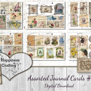 Cartes de journal assorties # 3 - 56 pièces - Téléchargement numérique instantané, Imprimable, Kit numérique pour journaux indésirables, Scrapbooking