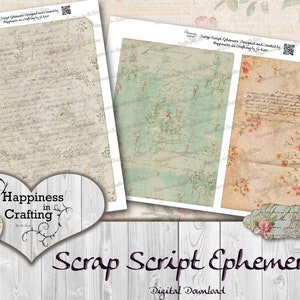 Scrap Script Ephemera - Instant Digital Download, Printable, Digital ...
