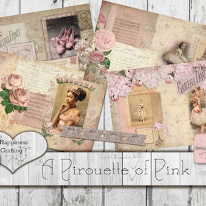 Une pirouette rose - téléchargement numérique instantané, imprimable, kit numérique pour les journaux indésirables, le scrapbooking, le bonheur dans l'artisanat, Gi Kerr