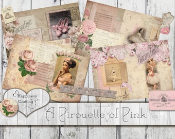 A Pirouette of Pink  - Instant Digital Download, Printable, Digital Kit for Junk Journals, Scrapbooking, Happiness in Crafting, Gi Kerr
