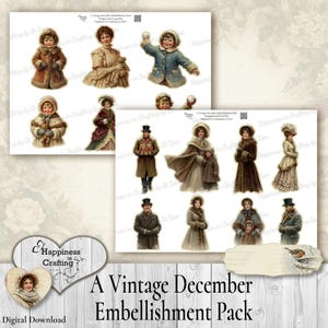 A Vintage December Embellishment Pack - Instant Digital Download, Printable, Digital Kit for Junk Journals, Scrapbooking, Gi Kerr image 3