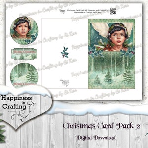 Christmas Card Pack 2 Instant Digital Download Templates for Card Making, Junk Journals, Scrapbooking image 4