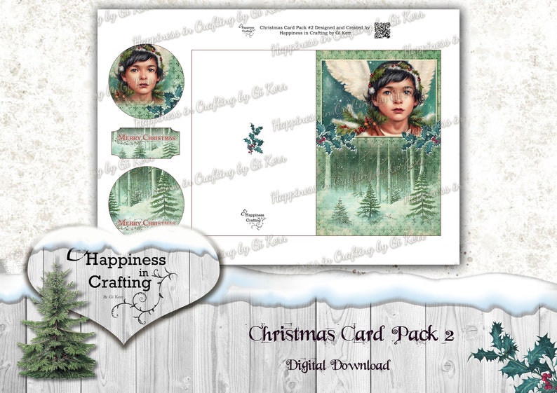 Christmas Card Pack 2 Instant Digital Download Templates for Card Making, Junk Journals, Scrapbooking image 4