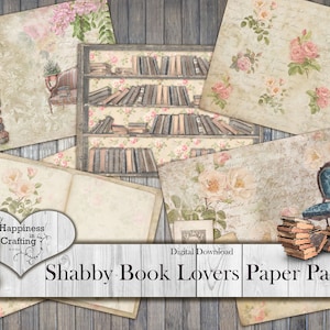 Shabby Book Lovers Paper Pack - Instant Digital Download, Printable, Digital Kit for Junk Journals, Scrapbooking, Gi Kerr