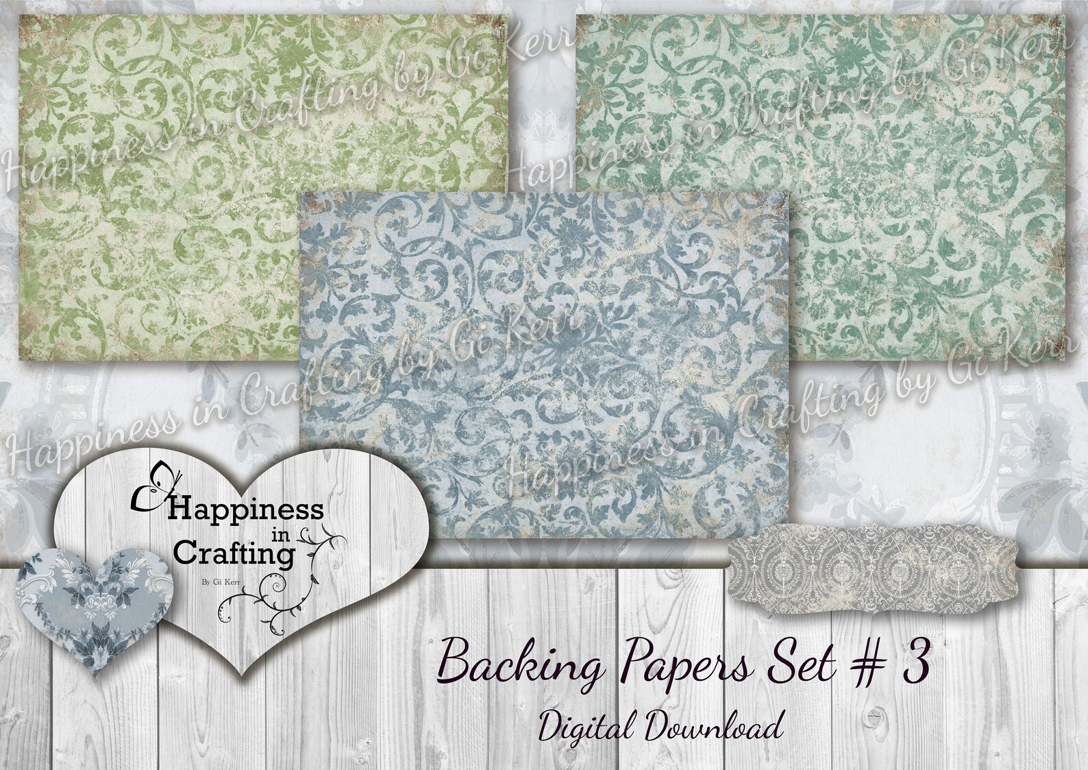 Backing Papers Set # 3 - Instant Digital Download, Printable, Digital ...
