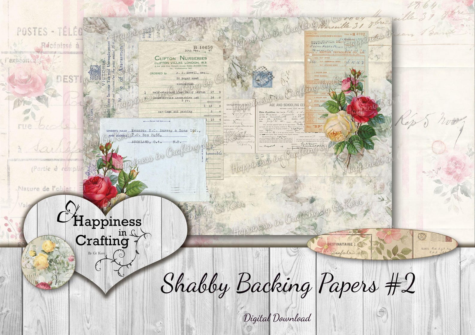 Shabby Backing Papers #2 - Instant Download, Printable, Digital Kit ...