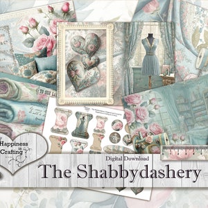 The Shabbydashery - Instant Digital Download, Printable, Digital Kit for Junk Journals, Scrapbooking, Happiness in Crafting, Gi Kerr