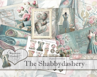 The Shabbydashery - Instant Digital Download, Printable, Digital Kit for Junk Journals, Scrapbooking, Happiness in Crafting, Gi Kerr