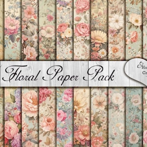 Pacote de papel floral - Download digital instantâneo, kit digital para impressão para diários de lixo, scrapbooking