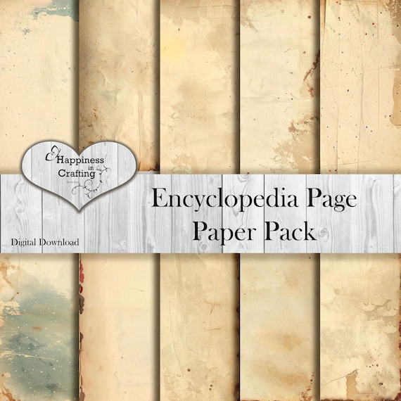 Encyclopedia Page Paper Pack - Instant Digital Download, Printable, Digital Kit for Junk Journals, Scrapbooking