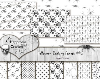 Halloween Backing Papers # 2 - Instant Digital Download, Printable, Digital Kit for Junk Journals, Scrapbooking, Happiness in Crafting