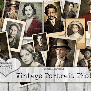 Photos vintage de portrait - téléchargement numérique instantané, impression, kit numérique pour les journaux indésirables, le scrapbooking, le bonheur dans l'artisanat, Gi Kerr