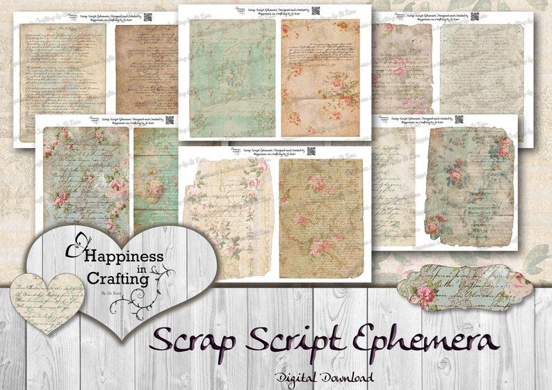 Scrap Script Ephemera - Instant Digital Download, Printable, Digital ...