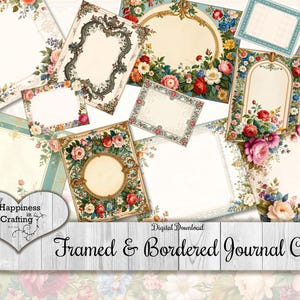 Cartões de diário com moldura e bordas - Download digital instantâneo, kit digital para impressão para diários de sucata, scrapbooking e felicidade no artesanato