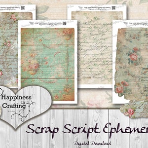 Scrap Script Ephemera - Instant Digital Download, Printable, Digital ...