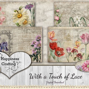 With a Touch of Lace - Instant Digital Download, Digital Printable for Junk Journals, Scrap Booking, Happiness in Crafting, Gi Kerr