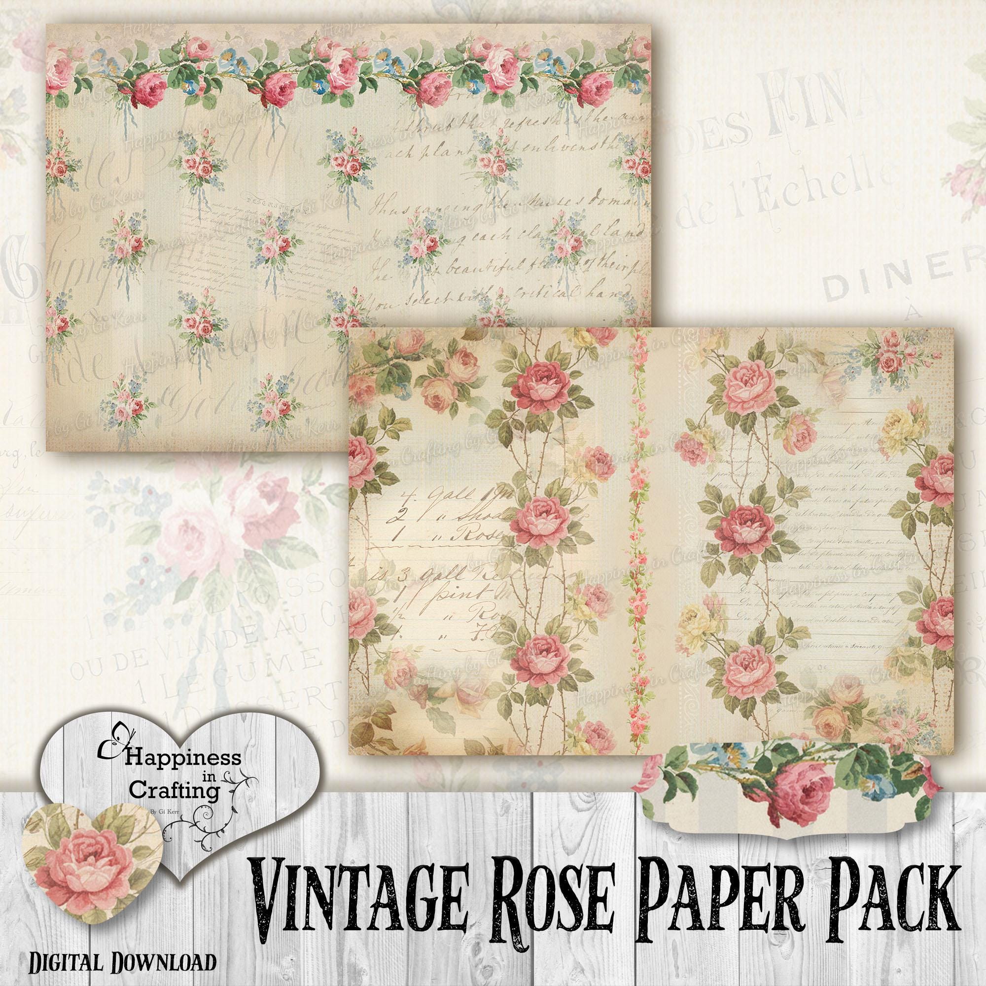 Vintage Rose Paper Pack - Instant Digital Download, Printable, Digital ...