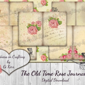 The Old Time Rose Journal Kit - Téléchargement numérique instantané, Imprimable, Kit numérique pour journaux indésirables, Scrapbooking, Bonheur dans l'artisanat