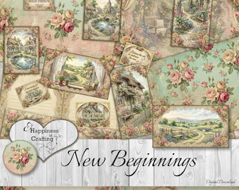 Nuevos comienzos: descarga digital instantánea, imprimible, kit digital para diarios basura y álbumes de recortes, Gi Kerr