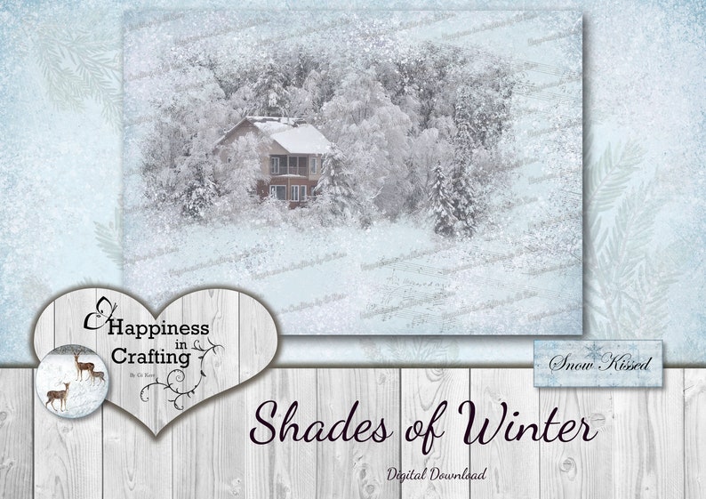 Shades of Winter Instant Digital Download, Printable, Digital Kit for Junk Journals, Scrapbooking, Happiness in Crafting, Gi Kerr image 5