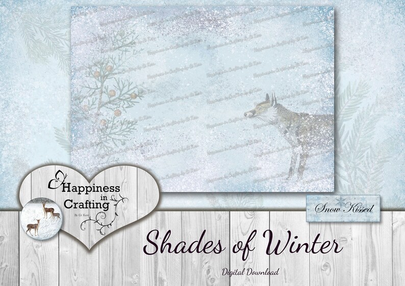 Shades of Winter Instant Digital Download, Printable, Digital Kit for Junk Journals, Scrapbooking, Happiness in Crafting, Gi Kerr image 6