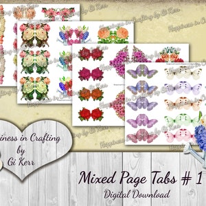 Mixed Page Tabs # 1 -  Instant Digital Download, Printable, Digital Kit for Junk Journals, Scrapbooking, Gi Kerr