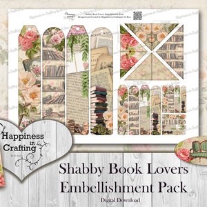 Shabby Book Lovers Embellishment Pack Instant Digital Download, Printable, Digital Kit for Junk Journals, Scrapbooking, Gi Kerr image 7