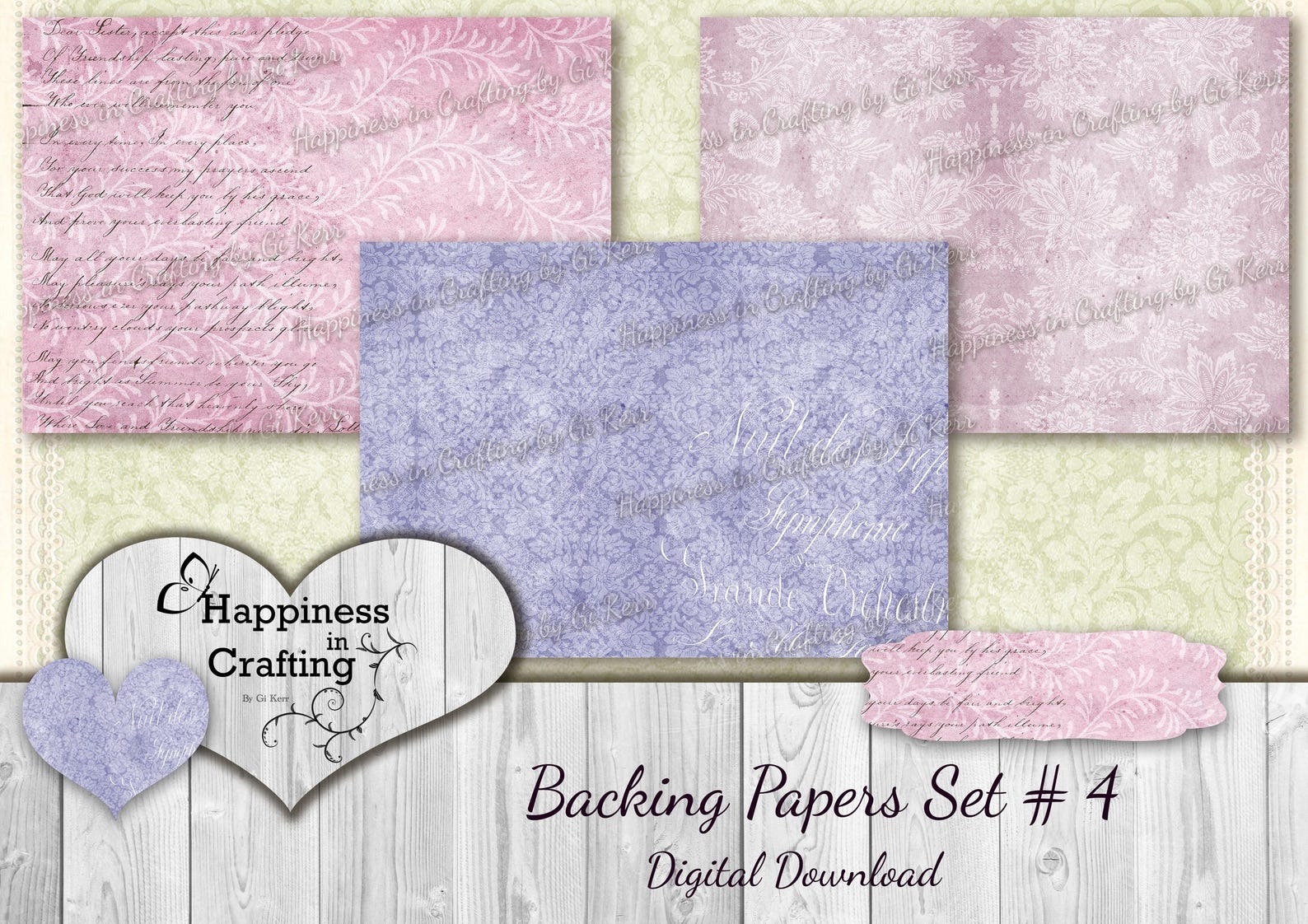 Backing Papers Set # 4 - Instant Digital Download, Printable, Digital ...