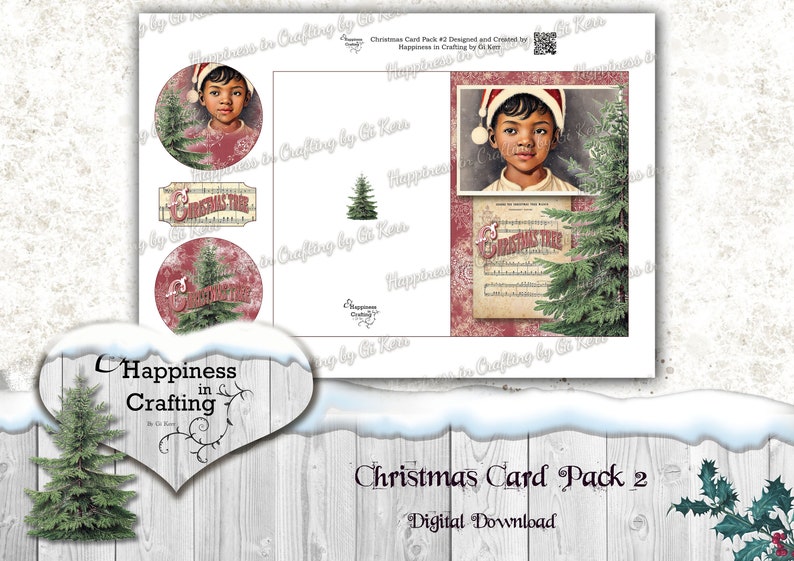 Christmas Card Pack 2 Instant Digital Download Templates for Card Making, Junk Journals, Scrapbooking image 6