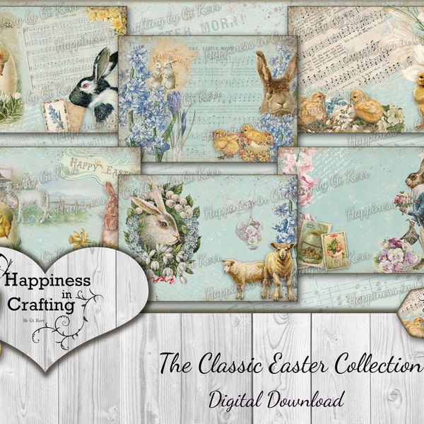 The Classic Easter Collection - Instant Digital Download,, Printable, Digital Kit for Junk Journals, Scrapbooking, Happiness in Crafting