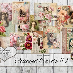 Cartes de collage n°1 - Téléchargement numérique instantané, Imprimable, Kit numérique pour journaux indésirables, Scrapbooking, Le bonheur dans l'artisanat