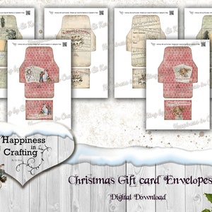 Buste per biglietti regalo di Natale - Modelli di download digitale istantaneo per la creazione di biglietti, diari spazzatura, scrapbooking, Gi Kerr
