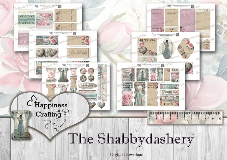 The Shabbydashery Instant Digital Download, Printable, Digital Kit for Junk Journals, Scrapbooking, Happiness in Crafting, Gi Kerr image 4