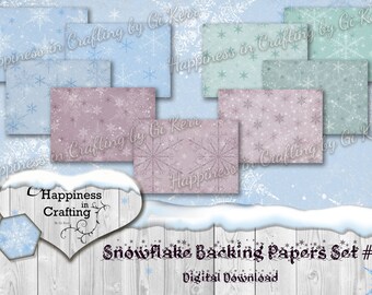 Snowflake Backing Papers Set # 1 - Instant Digital Download, Printable, Digital Kit for Junk Journals, Scrapbooking