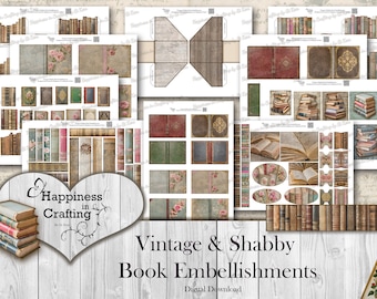 Vintage & Shabby Buch Verzierungen - sofortiger digitaler Download, druckbar, digitales Kit für Junk Journals, Scrapbooking, Gi Kerr