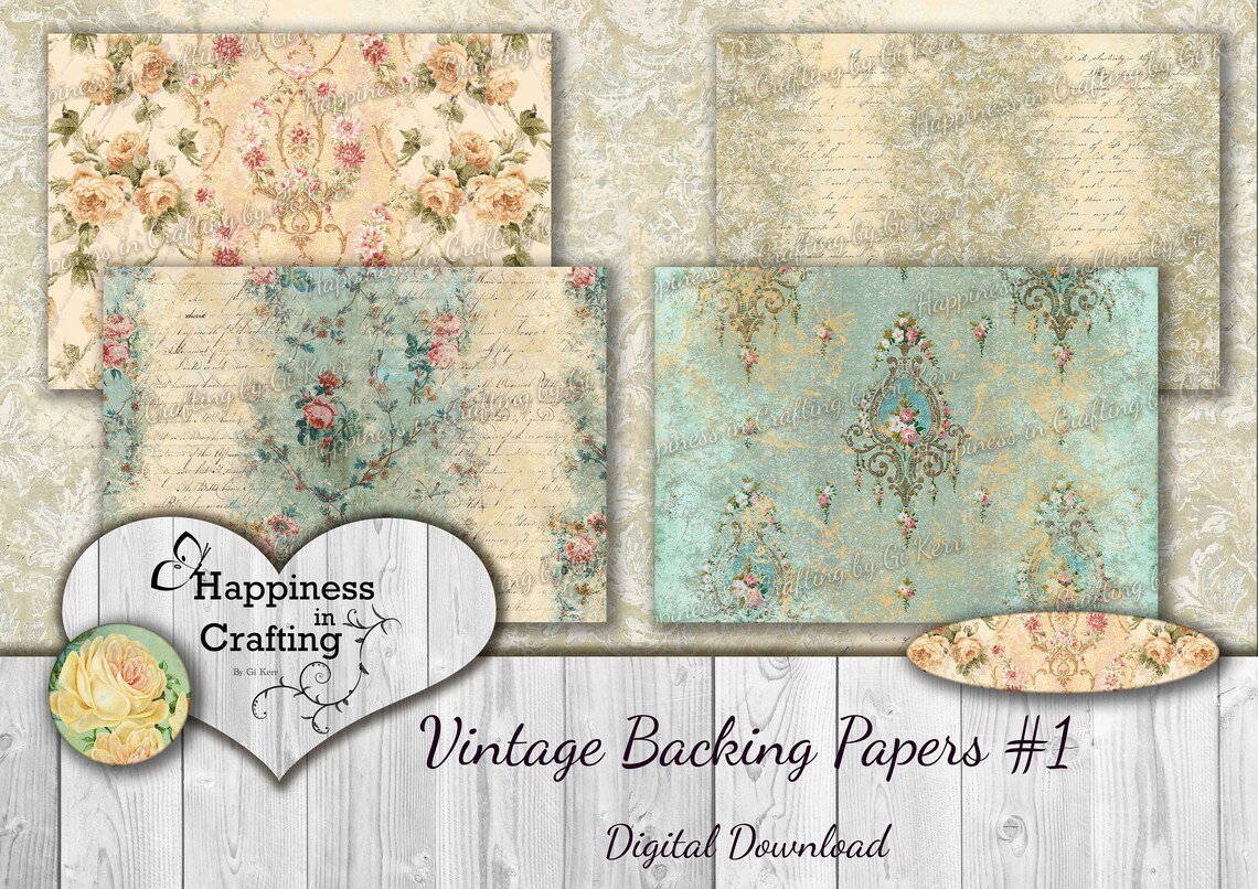 Vintage Backing Papers 1 Instant Digital Download Etsy