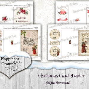 Paquete de tarjetas de Navidad #1 - Plantillas de descarga digital instantánea para hacer tarjetas, diarios basura, álbumes de recortes