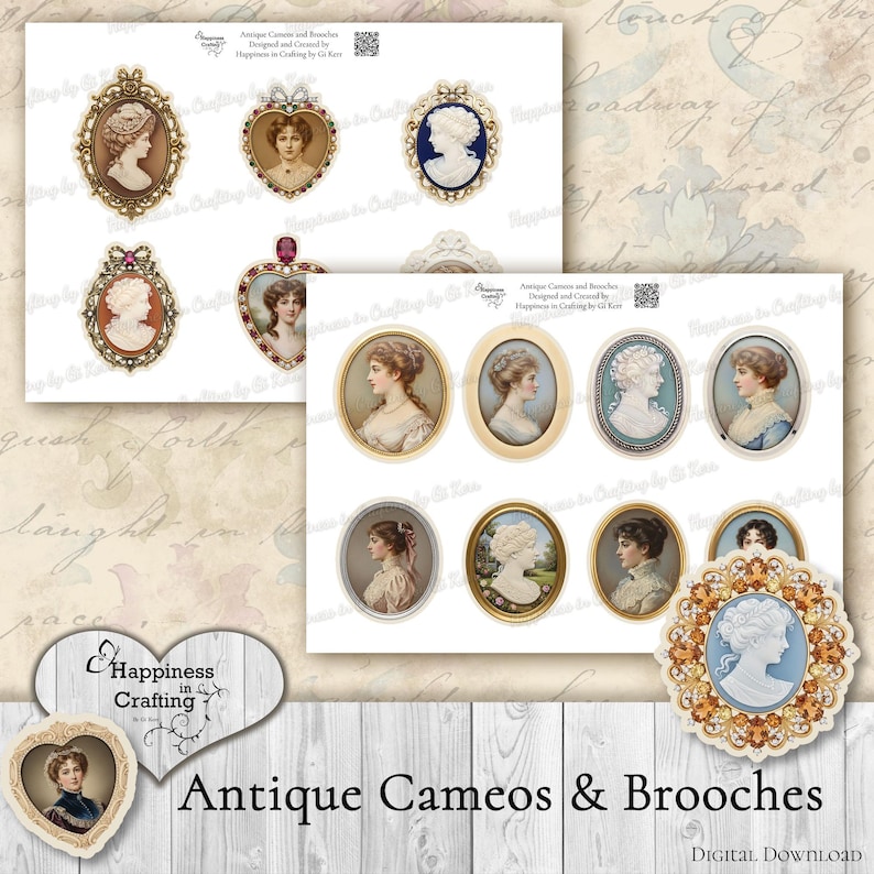 Antique Cameos & Brooches - Instant Digital Download, Printable ...