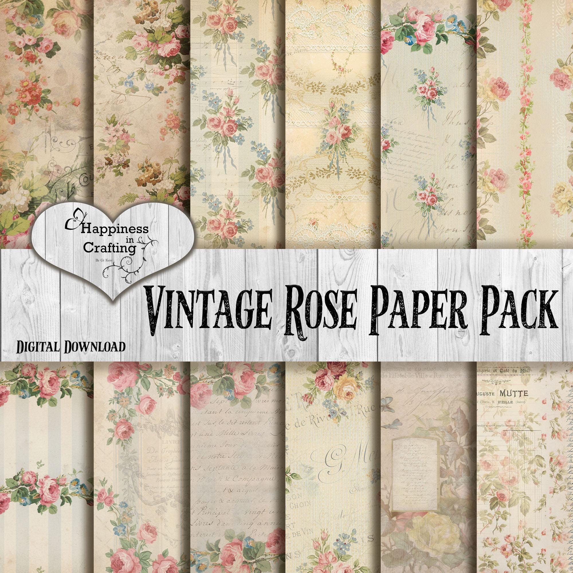 Vintage Rose Paper Pack - Instant Digital Download, Printable, Digital ...