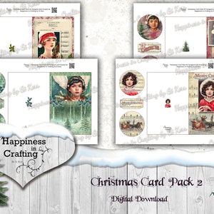 Pack de cartes de Noël #2 - Modèles de téléchargement instantané pour la fabrication de cartes, les journaux indésirables, le scrapbooking
