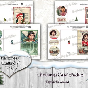 Christmas Card Pack 2 Instant Digital Download Templates for Card Making, Junk Journals, Scrapbooking image 1