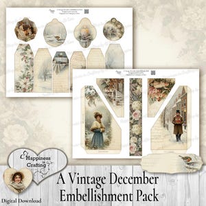 A Vintage December Embellishment Pack - Instant Digital Download, Printable, Digital Kit for Junk Journals, Scrapbooking, Gi Kerr image 6
