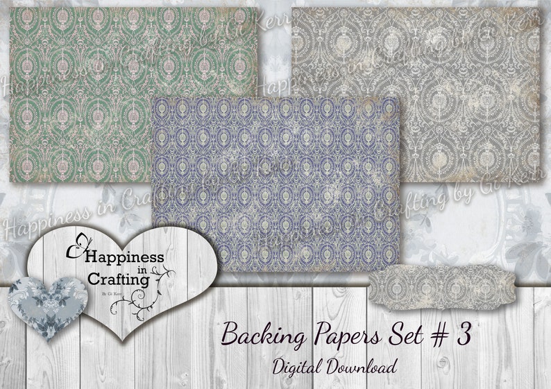 Backing Papers Set 3 Instant Digital Download Printable Etsy